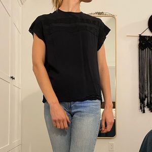Black T-shirt with lace detailing